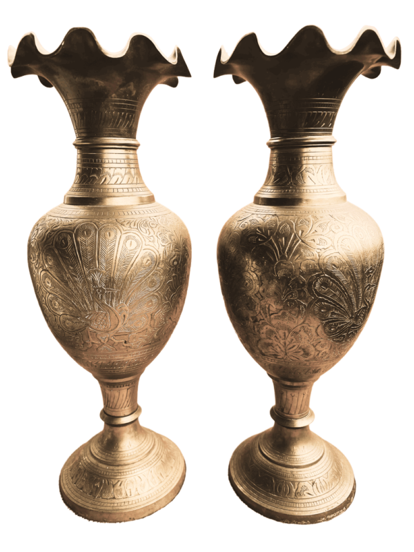 Etched Peacock Vases