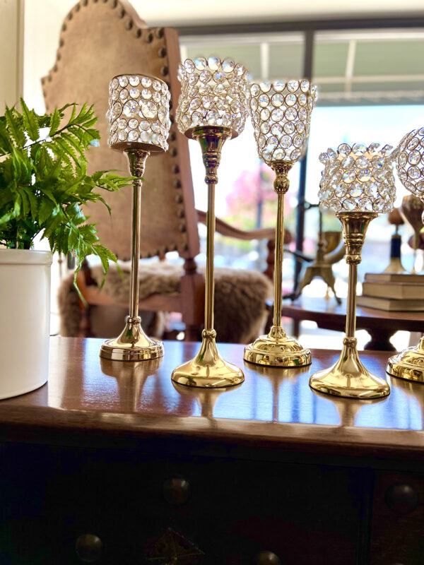 Godinger Crystal Brass Candle Holders